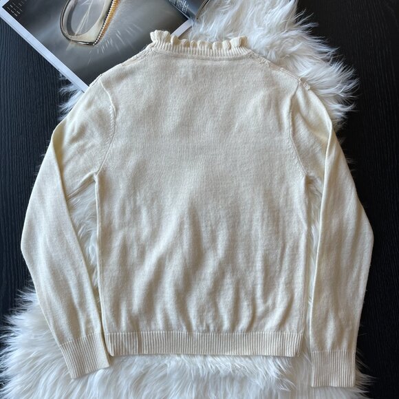 Size XS Ruffle Lace Wool White Sweater Price Firm - Picture 5 of 6